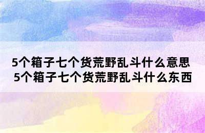 5个箱子七个货荒野乱斗什么意思 5个箱子七个货荒野乱斗什么东西